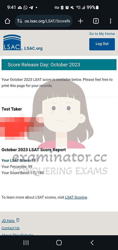 score image for LSAT Cheating success story #592